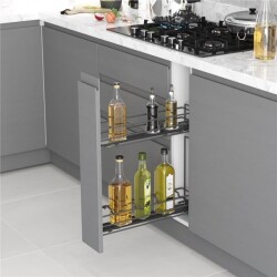 Starax S-2476-Ahşap Tablalı Gizli Raylı Şişelik Sol Antrasit Tek Açılım - 2