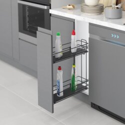 Starax S-2491-A Gizli Raylı Deterjanlık (Çift Açılım) Ahşap 151 x 475 x 495 Antrasit - 