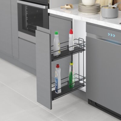 Starax S-2491-A Gizli Raylı Deterjanlık (Çift Açılım) Ahşap 151 x 475 x 495 Antrasit - 1