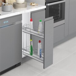 Starax S-2492-C Ahşap Tablalı Gizli Raylı Deterjanlık Sağ 16cm Krom - Starax