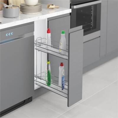 Starax S-2492-C Ahşap Tablalı Gizli Raylı Deterjanlık Sağ 16cm Krom - 1