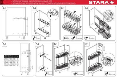 S-2494-C Ahşap Tab.Gizli Raylı Dtrj.Sağ 22cm Krom - 4