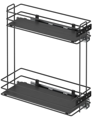 Starax S-2495-A Ahşap Tablalı Gizli Raylı Deterjanlık Çift Açılım Sol 16-22 cm Antrasit - 1