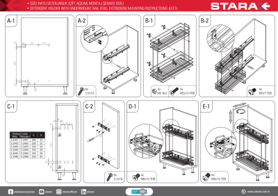 Starax S-2495-C Ahşap Tabanlı Gizli Raylı Deterjanlık (Çift Açılım) Sol 25cm - 4