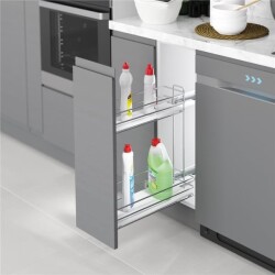 Starax S-2495-C Ahşap Tabanlı Gizli Raylı Deterjanlık (Çift Açılım) Sol 25cm - 2