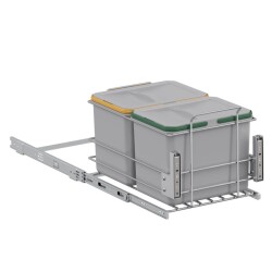 S-2581-G Kapağa Monte Tls. Raylı Zemin Bağlantılı Çöp Kovası 12+12 LT Gri - 2