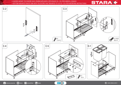 S-2593-A Kapağa Monte Çöp Kovası 35+35 Lt. (Fr.)-Antrasit - 5