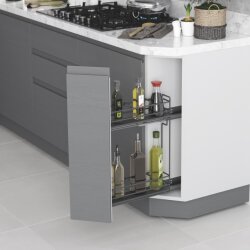 Starax S-2608-A Çift Açılım Gizli Raylı 45 Derece Ahşap Tab. Şişelik Sol Antrasit - 