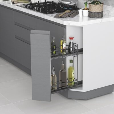 Starax S-2608-A Çift Açılım Gizli Raylı 45 Derece Ahşap Tab. Şişelik Sol Antrasit - 1