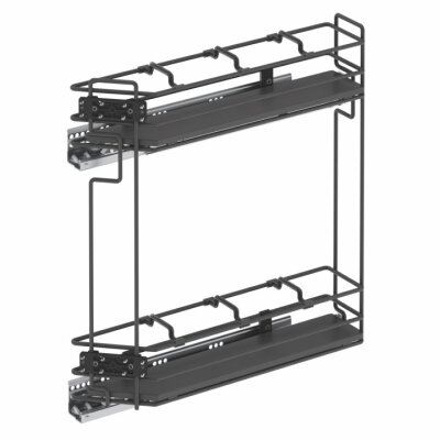 Starax S-2608-A Çift Açılım Gizli Raylı 45 Derece Ahşap Tab. Şişelik Sol Antrasit - 2