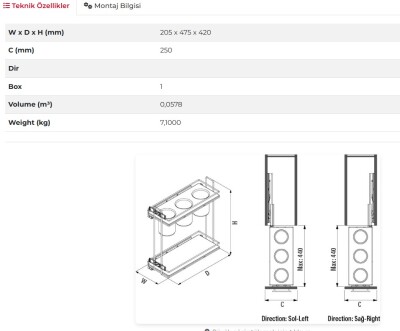 S-2651 GİZLİ RAYLI AHŞAP TABLALI KEPÇELİK SOL ANTRASİT - 3