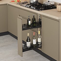 Starax S-2661-P-A Premium Kaymaz Yüzeyli Ahşap Tablalı Şişelik - Çift Açılım Sağ Antrasit - Starax