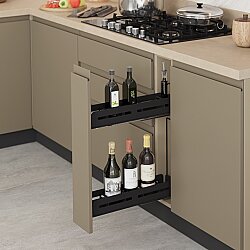 Starax S-2661-UB-A Kaymaz Yüzeyli Ahşap Şişelik - Çift Açılım Sağ Gizli Raylı Unique Slim Antrasit - 2