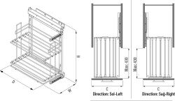 S-2890-A Yandan Gizli Raylı Tepsilik 35cm sol Antrasit - 3