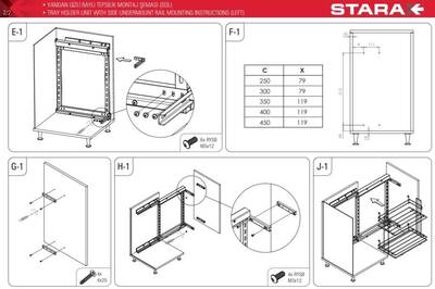 S-2898-C Yandan Gizli Raylı(Fr)Tepsilik Sol 25cm K - 4