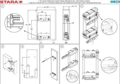 S-2910-C Çift Açılım Gizli Raylı Ahşap Tab.Mini Şişelik Sağ Krom - 4