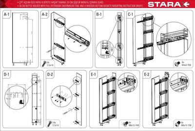 S-2928-C Çift Açılım Gizli Raylı 4 spt. Şişelik 20 cm Sağ Krom - 4