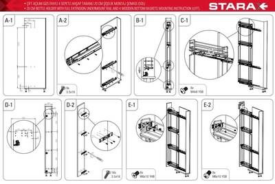 S-2929-C Çift Açılım Gizli Raylı 4 spt. Şişelik 20 cm Sol Krom - 4