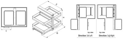 S-3009-P.A Bağımsız Körköşe Mekanizması 50cm. Antrasit - 3