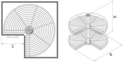 Starax 3021-A 3/4 Döner Sepet Takımı 74 cm - 3