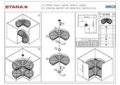 Starax 3021-A 3/4 Döner Sepet Takımı 74 cm - 4