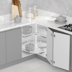 S-3024-C 3/4 Ahşap Tab. Döner Sepet Takımı 74cm.Krom - Starax