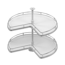 S-3025 3/4 Ahşap Tablalı Döner Sepet Takımı - 83 cm-Krom - Starax