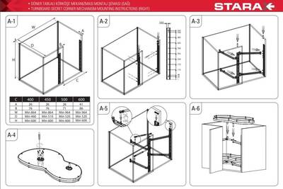 S-3124.C Döner Tab.Kör Köşe Mekanizması sağ 60cm - 4