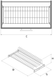 Starax S-5157- Yüksek Bölmeli Tabak Rafı 80cm Krom Boyalı - 3