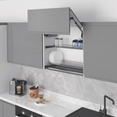 Starax S-5162-A Alm.Profil Tepsili Tabaklık Bardaklık Set 90cm Antrasit - 1