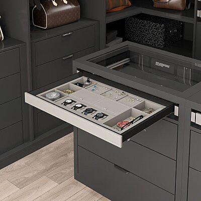Starax S-6417-A Leather Touch Gizli Raylı Mücevherlik 800 mm Antrasit - 1