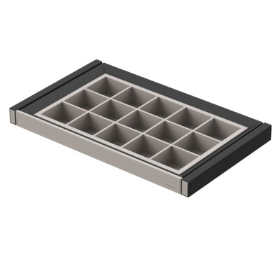 S-6423-A Leather Touch Gizli Raylı Bölmeli Çekmece - 900 mm - Antrasit - 2