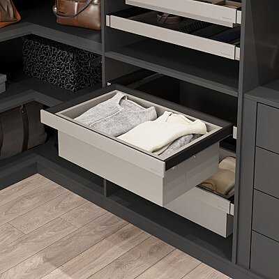 Starax S-6430-A Leather Touch Gizli Raylı Derin Çekmece 600 mm Antrasit - 1