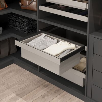 Starax S-6433-A Leather Touch Gizli Raylı Derin Çekmece 900 mm Antrasit - 1