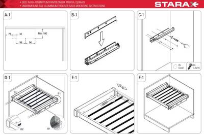 S-6708 Beyaz Alm.Pantolonluk 70cm Frenli - 4