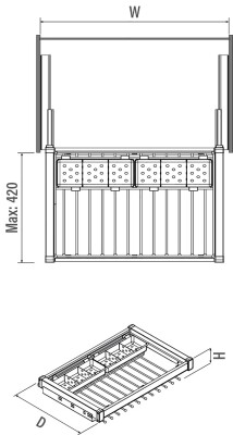 S-6714 Alüminyum Fonksiyonel Pantolonluk 90 cm (Gizli Raylı)-Antrasit - 3