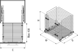 S-8053-A Gizli Raylı Çamaşır Sepeti 40 cm Antrasit - 3