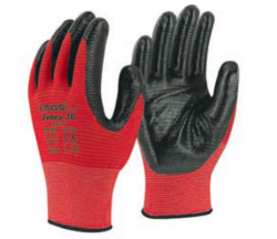 SGS-7110 NİTRİL KAPLI ÖRME ELDİVEN KIRMIZI ZEBRA-10 - SGS