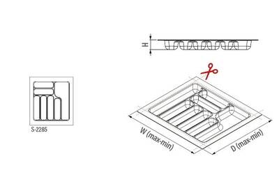 S-2285-AP 44x49cm Plastik Çekmece İçi Kaşıklık Antrasit 50cm Starax - 2