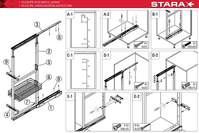 Starax 1139-C Teleskopik Kiler 6 Sepet 170*185-40cm Modül - 3