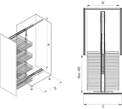 Starax 1139-C Teleskopik Kiler 6 Sepet 170*185-40cm Modül - 4