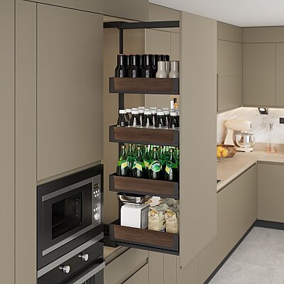 Starax S-1908-UW-A 140-155 35 cm Gizli Raylı Frenli Kiler Unique Wood Antrasit - 1