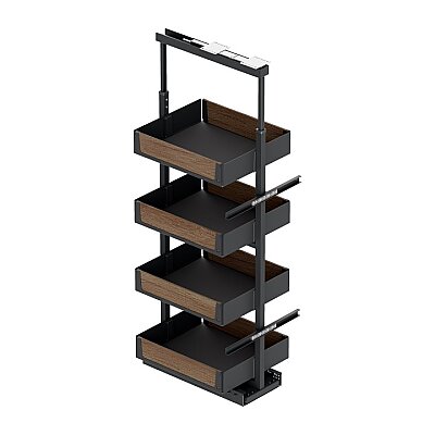 Starax S-1908-UW-A 140-155 35 cm Gizli Raylı Frenli Kiler Unique Wood Antrasit - 2