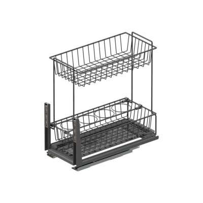 Starax S-2192-A Zemin Bağlantılı Gizli Raylı Tezgah Altı 2 Sepetli Ünite 30cm Antrasit - 2