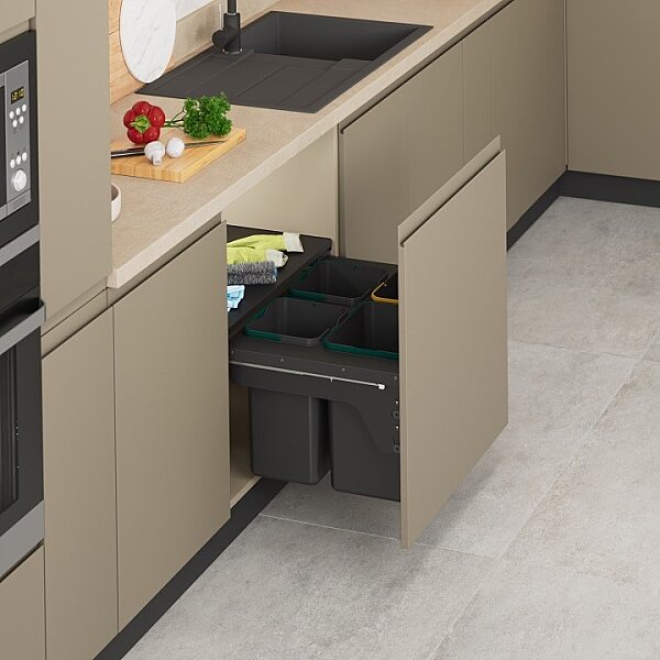 Starax S-2386-A Kapağa Monte Çöp Kovası Frenli 70cm Antrasit - 1