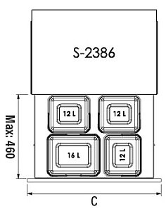 Starax S-2386-A Kapağa Monte Çöp Kovası Frenli 70cm Antrasit - 2