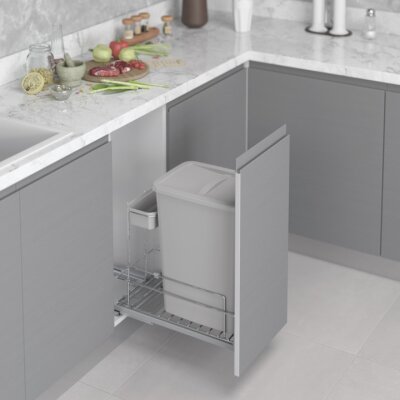 Starax S-2597-G Zemin Bağlantılı Gizli Raylı Çöp Kovası 35+1 Lt - 1