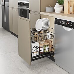 Starax S-2714-A Zemin Bağlantılı Tabak Bardak Bölmeli Tezgah Altı Ünite - 450 mm - Antrasit - Starax