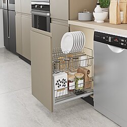 Starax S-2714-C Zemin Bağlantılı Tabak Bardak Bölmeli Tezgah Altı Ünite - 450 mm - Krom - Starax