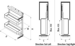 Starax S-2794-PA Yandan Gizli Raylı Ünite (90 Derece) Sağ Premium Antrasit - 3